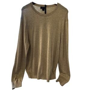 New LANDS' END Men's Vintage Tan 100% Pure Lambswool Crewneck Sweater Size L